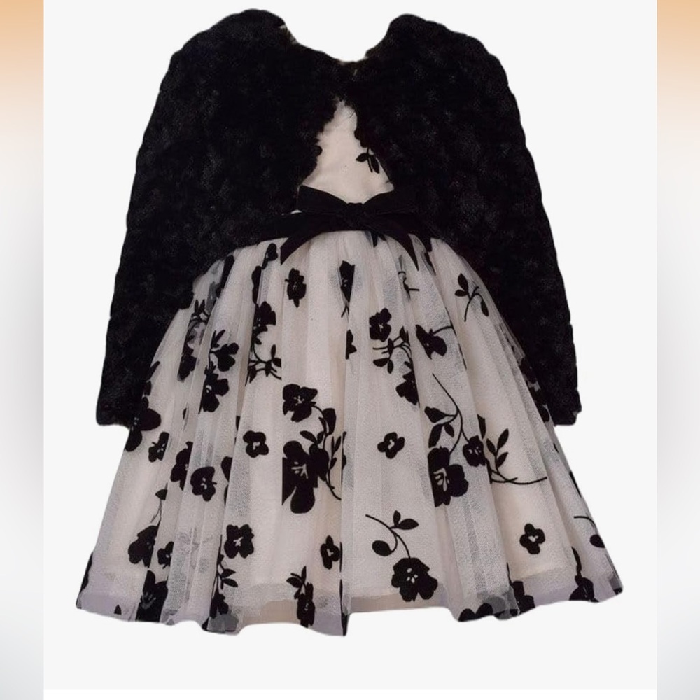 Bonnie Jean Dress With Black Cardigan.